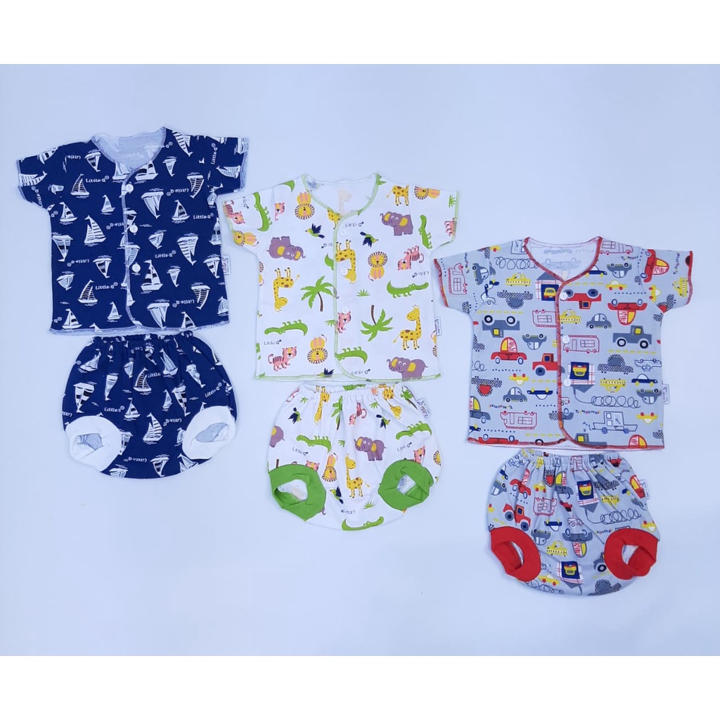 Setelan Baju Bayi Lengan Kutung & Celana Pop Print 3 Pcs - Setelan Baju Bayi Little Queen