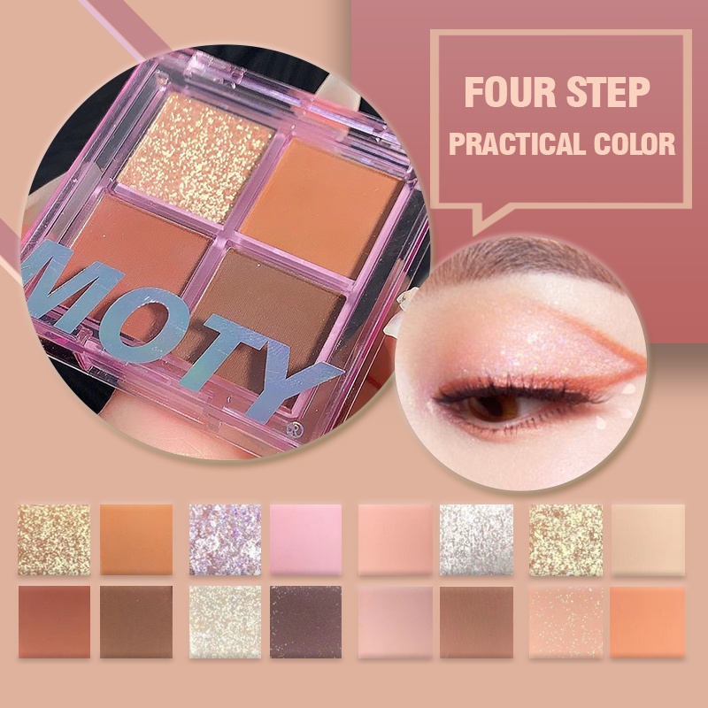 【READY STOCK】4-Color Eyeshadow Palette Waterproof Eye Shadow Matte Eye Shadow