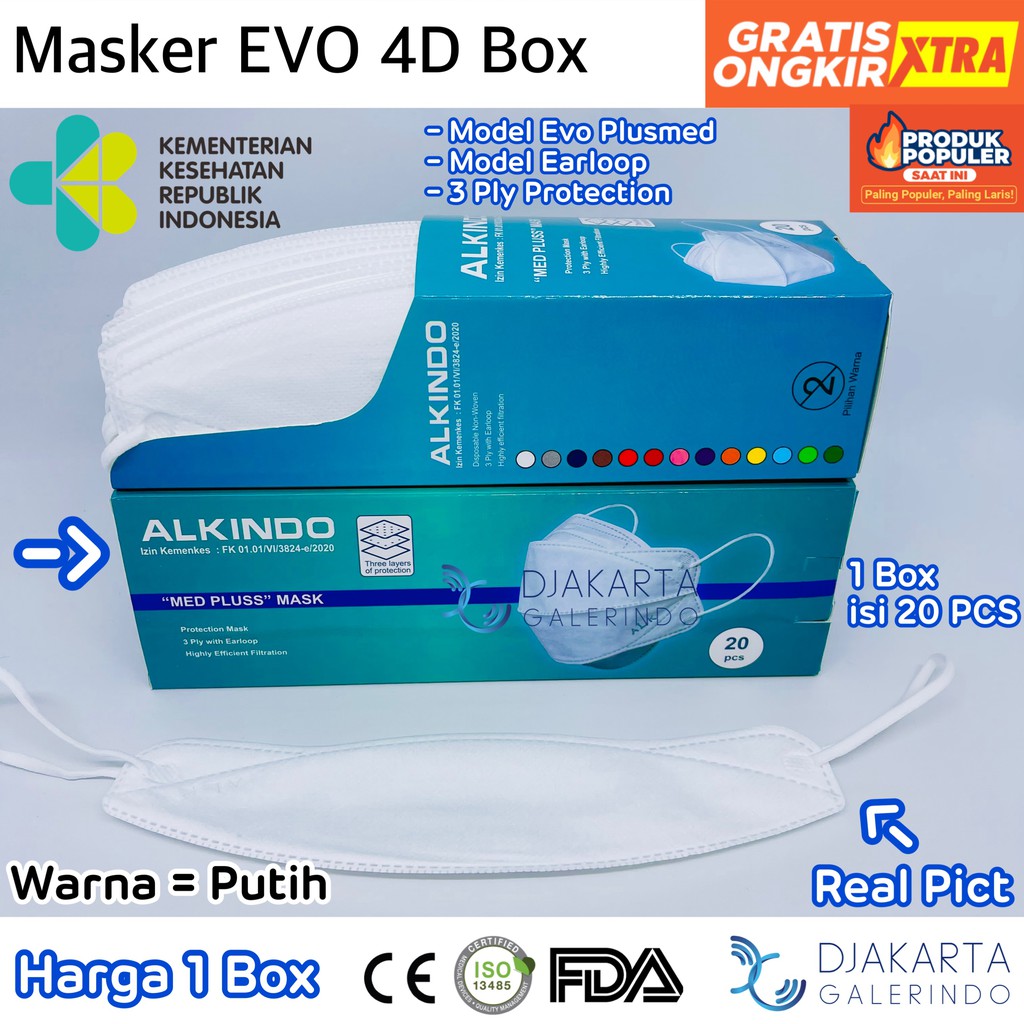 Masker EVO 4D MedPlus KF94 4D Medplus 3 ly 1 Box isi 20 Pcs