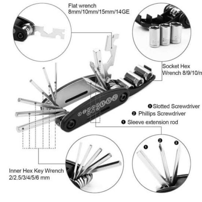 Key Toolas 16 in 1 - KUNCI UNTUK SEPEDA PRAKTIS