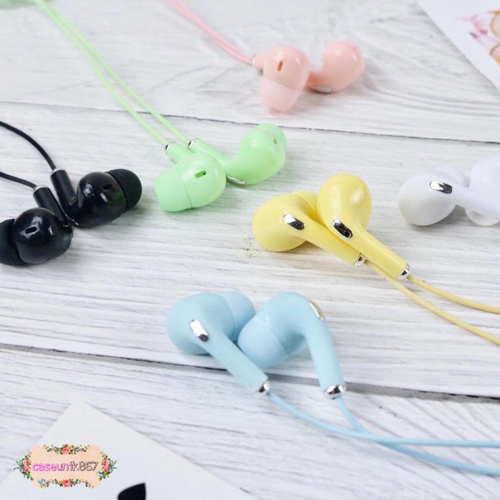 HEADSET HANDSFREE Hf earphone U28 MACARON MATE COLOR HIFI EXTRA BASS