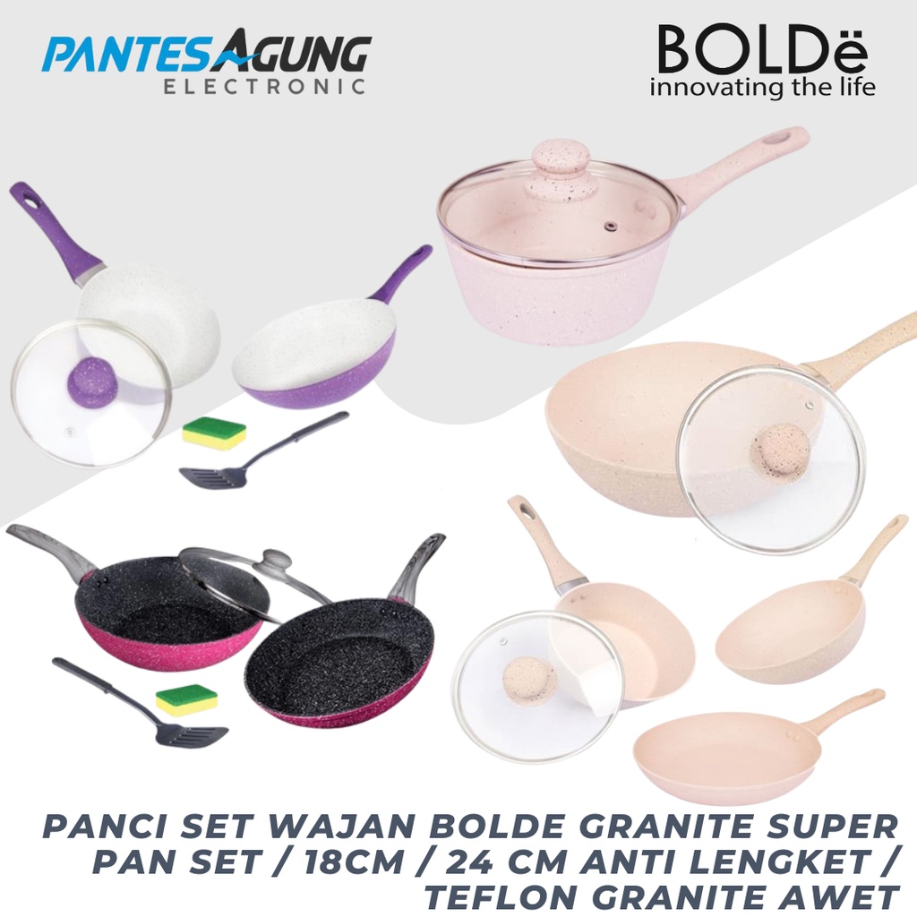 PANCI SET WAJAN BOLDE GRANITE SUPER PAN SET / 18CM / 24 CM ANTI LENGKET / TEFLON GRANITE AWET