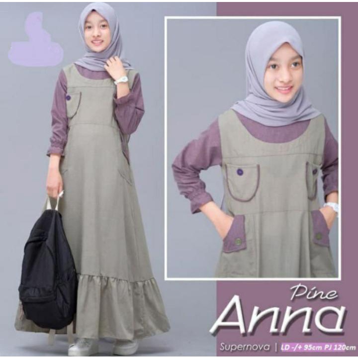 Anna Dress Kids Bahan Supernova Mix Wolfice Usia 11-14 Tahun Baju Anak Anak Perempuan Gamis Anak Mod