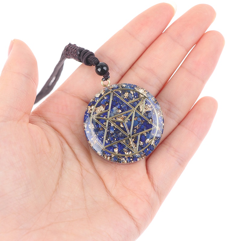 Seven Kalung Tali Dengan Liontin Kristal Chakra Seven Blue Orgonite Untuk Wanita