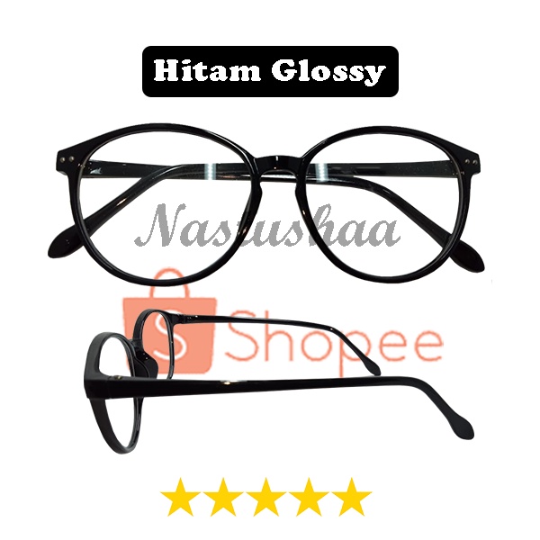 Kaca Mata Oval Design Pria Dan Wanita / Kacamata Fashion Retro Unisex Import Gaya Stylish Lensa Transparan FREE CASE
