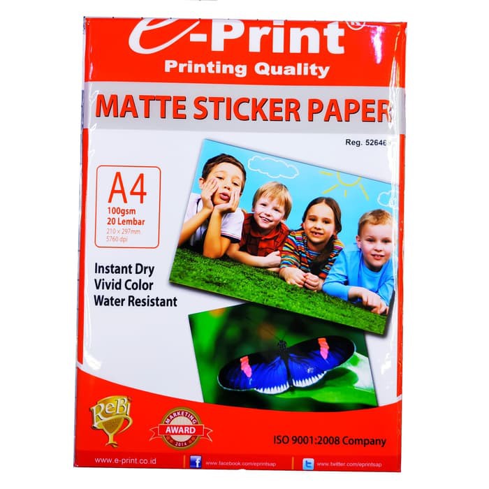 Matte Sticker Paper e-Print A4 100gsm isi 20 lembar Kertas Print