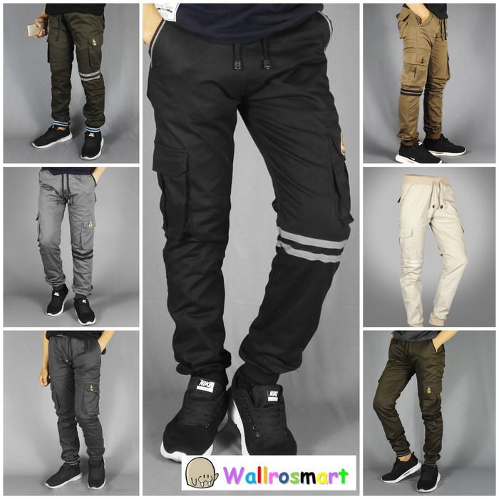  Celana  Joger Kargo Pria  Strip Premium Jogger  Cargo  Pria  