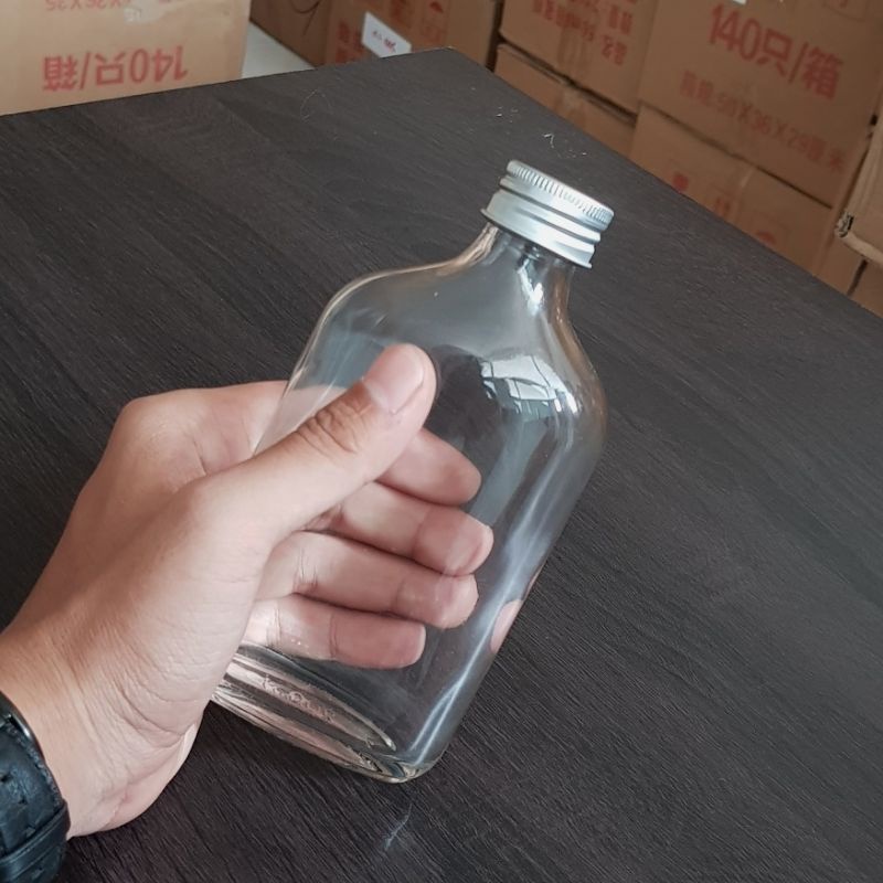 BKGP200 botol kaca polos baru 200ml / botol kaca gepeng / kotak square