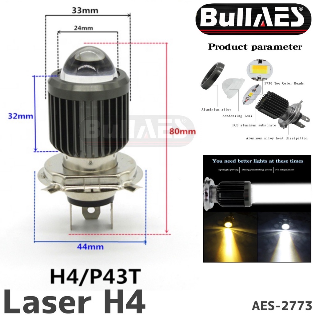 Bohlam Led H4 H6 Laser Hi/Loo 18 Watt I Bulb H4 Laser Led Lampu Depan Led  Bohlam Lampu Depan Led Laser Lampu Depan Utama H4 Universal R15,Vixion,Byson,Versa,Cb150r,Scoopy