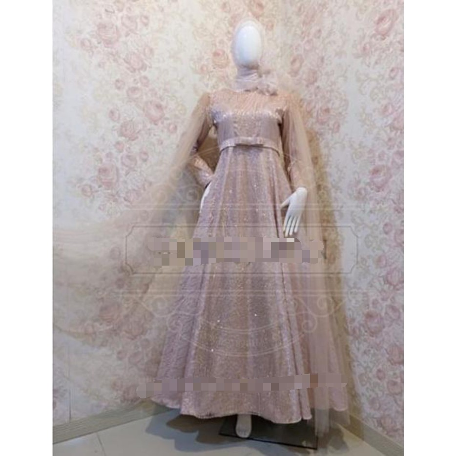 [ EB ] 1442004 SIZE S -- Premium Maxi Dress Brokat Gamis Panjang Pesta Formal
