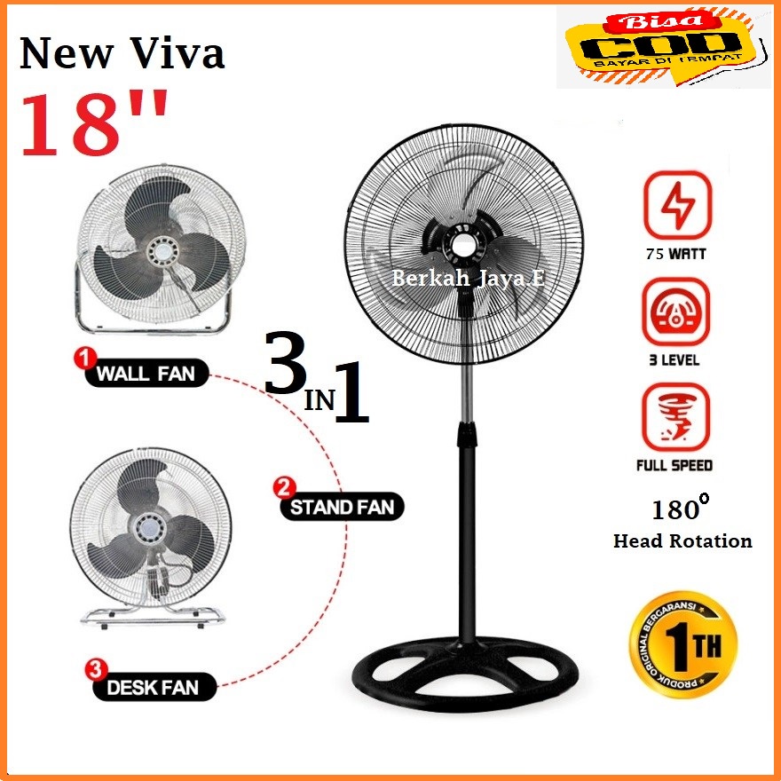 Kipas Angin Besi New Viva Kipas Angin Besi 18 Inch 3in1 Angin Kencang