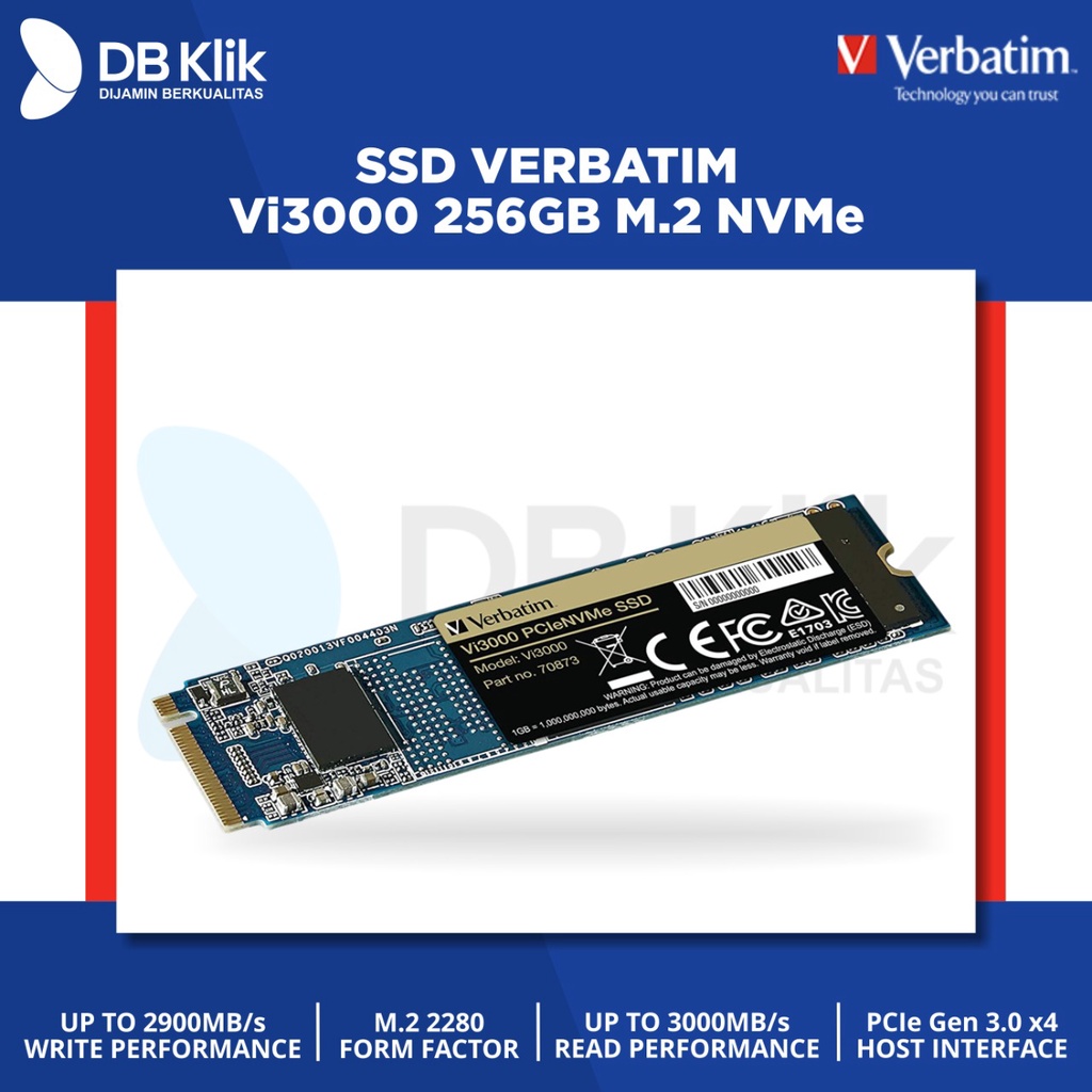 SSD VERBATIM Vi3000 256GB M.2 NVMe- SSD Verbatim 256GB Vi3000 NVMe M.2