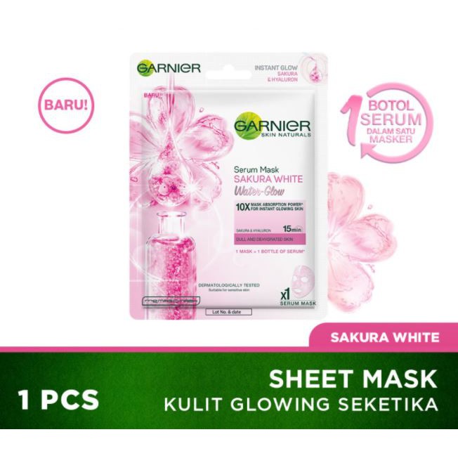 ☘️Yuri Kosmetik☘️ Garnier Serum Mask Sakura White Water Glow