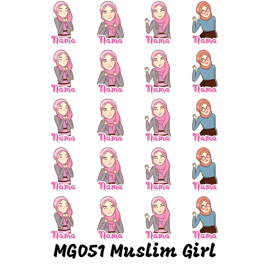 

Sticker Nama Cutting Label Waterproof Tahan Air Muslim Girl 51 (MG051)