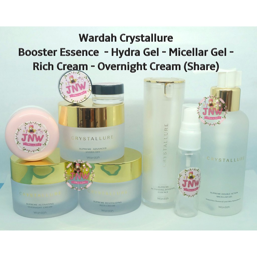 [SHARE] WARDAH Crystallure Eye Serum Booster Essence Micellar Gel Hydra Gel Rich Day Cream Night Oil