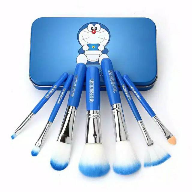 BRUSH DORAEMON 7 IN 1 BOX KALENG / BRUSH SET DORAEMON / DORAEMON MAKE UP BRUSH