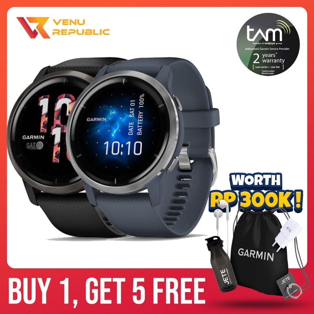 Garmin Venu 2 Series GPS WiFi Silicone Band - Garansi TAM 2 Tahun