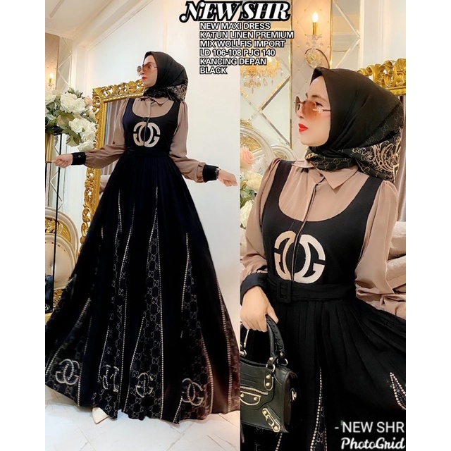 READY!!! NEWWW!!! ORI SHR!!!! MAXI DRESS SONYA SHR!!!! HIGH QUALITY!!!-GAMIS LW (HITAM)