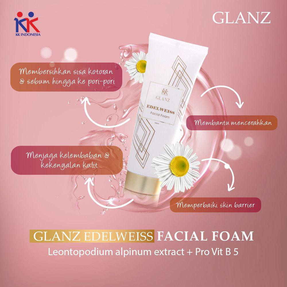 Glanz Edelweis Skincare Series All Varian Lipstik Series Facial Foam Toner Day Cream Night Cream Vitamin C Serum Lip &amp; Chek Cream Original kk Indonesia
