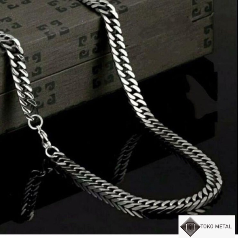 KALUNG TITANIUM RANTAI SILVER PRIA ANTI KARAT 5 MM PANJANG 45 CM 50 CM 60 CM  75 CM [TOKO METAL]