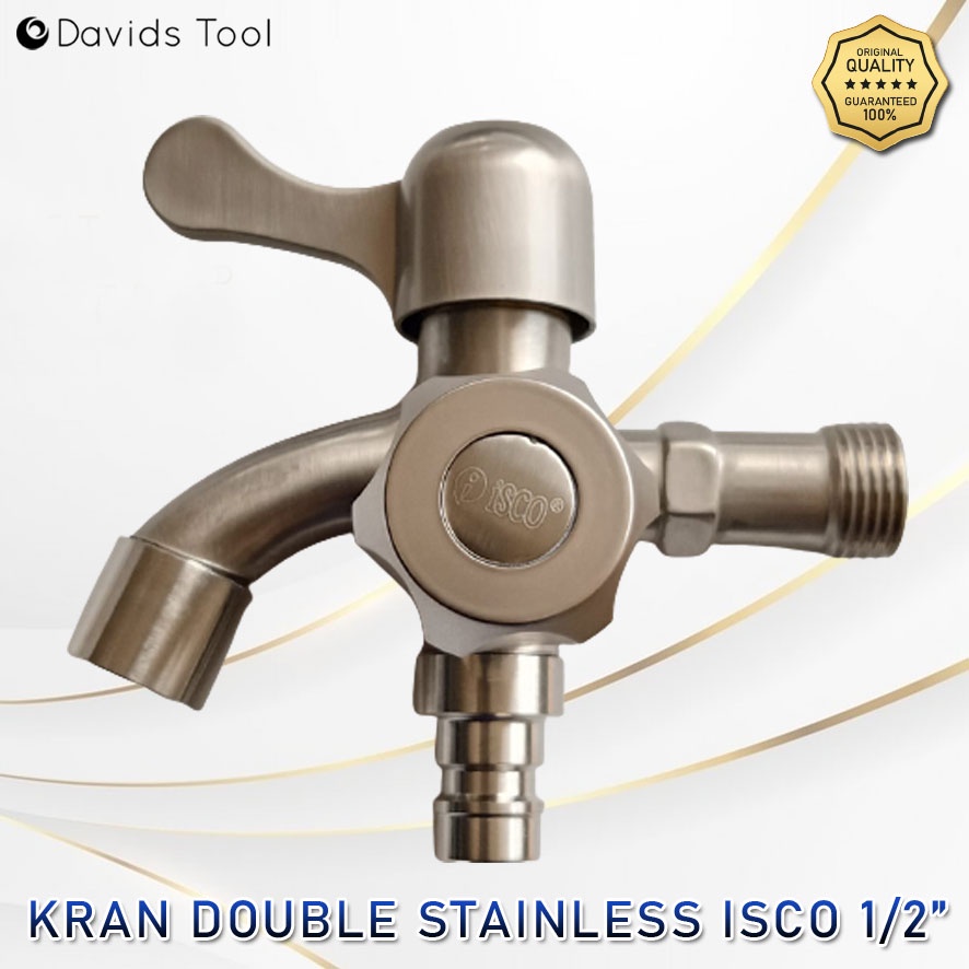 Kran Cabang Double Shower Sower Keran Dobel Stainless Isco 1/2 Inch