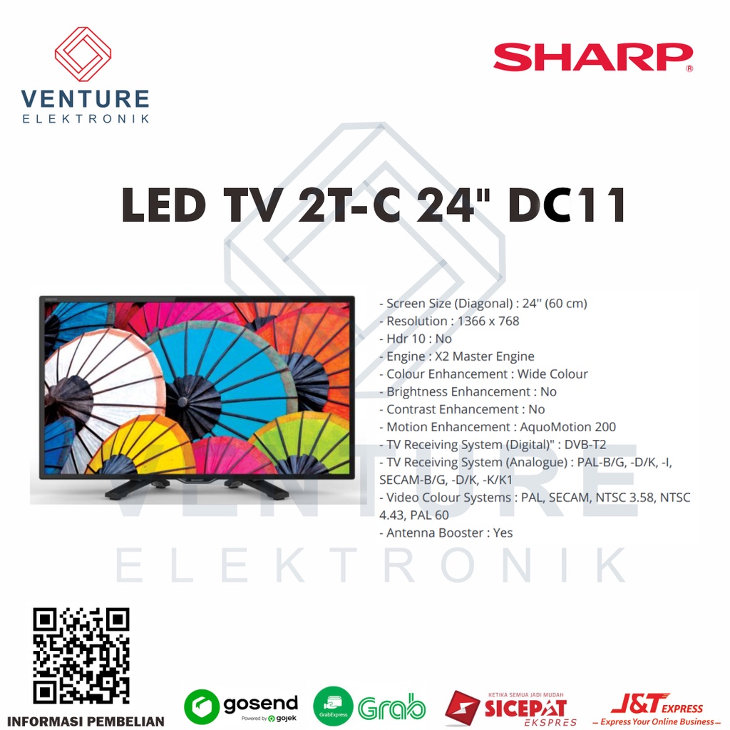 LED TV SHARP 2T-C24DD1i 24" 24 INCH AQUOS DIGITAL TV HD READY