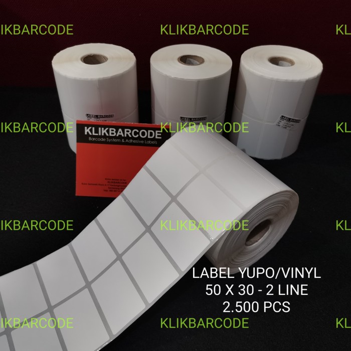 

Label Sticker Barcode YUPO 50 X 30 MM 2 Line CORE 1" gap 3mm 2500 pcs
