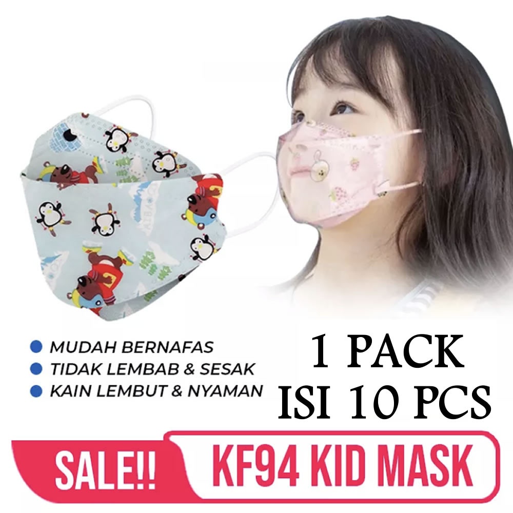 Masker KF94 Anak Karakter 4 Ply 1 Pack Isi 10 Pcs Masker Korea 4ply Kpop Earloop Disposable Face Mask Kesehatan