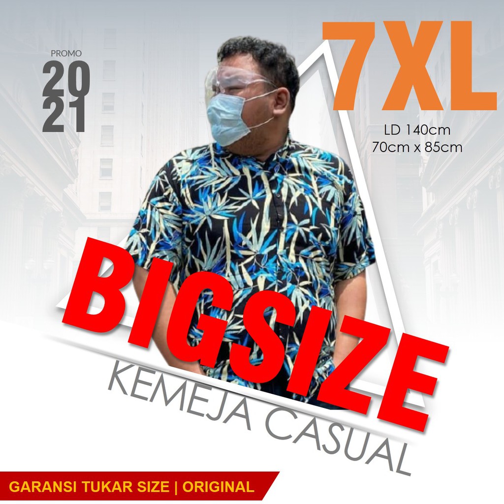 Kemeja Jumbo Pria 7XL Ld 140cm Lengan Pendek Extra Large XXXXXXXL Ukuran Big Size Motif Best Selle