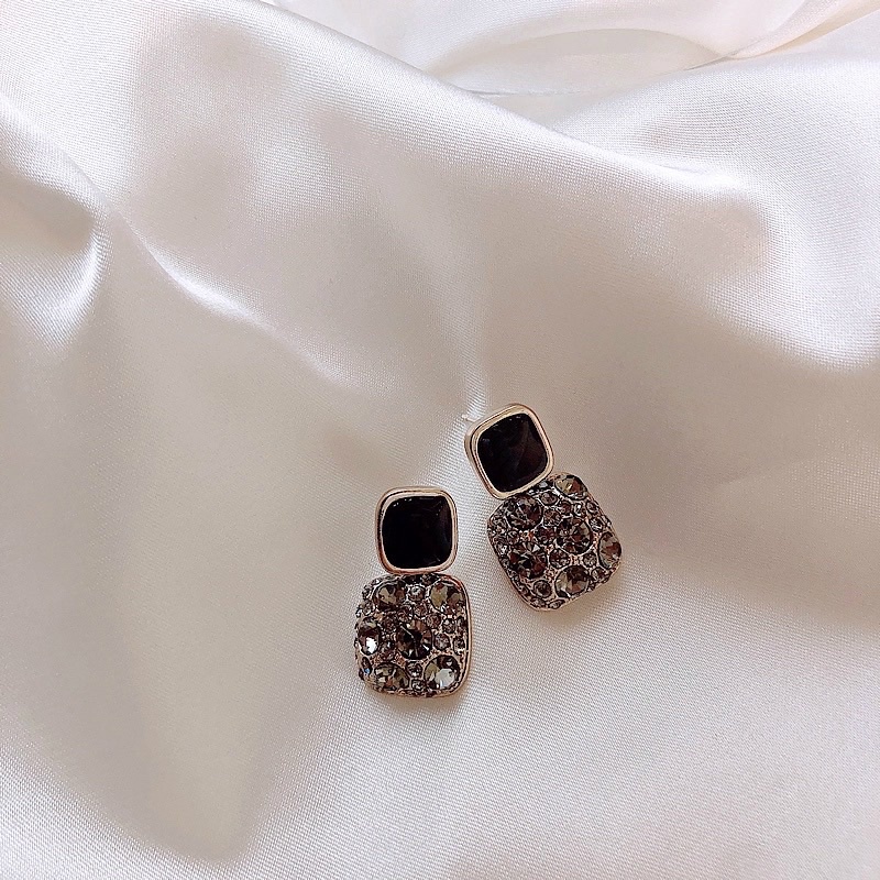 Black crystal earrings