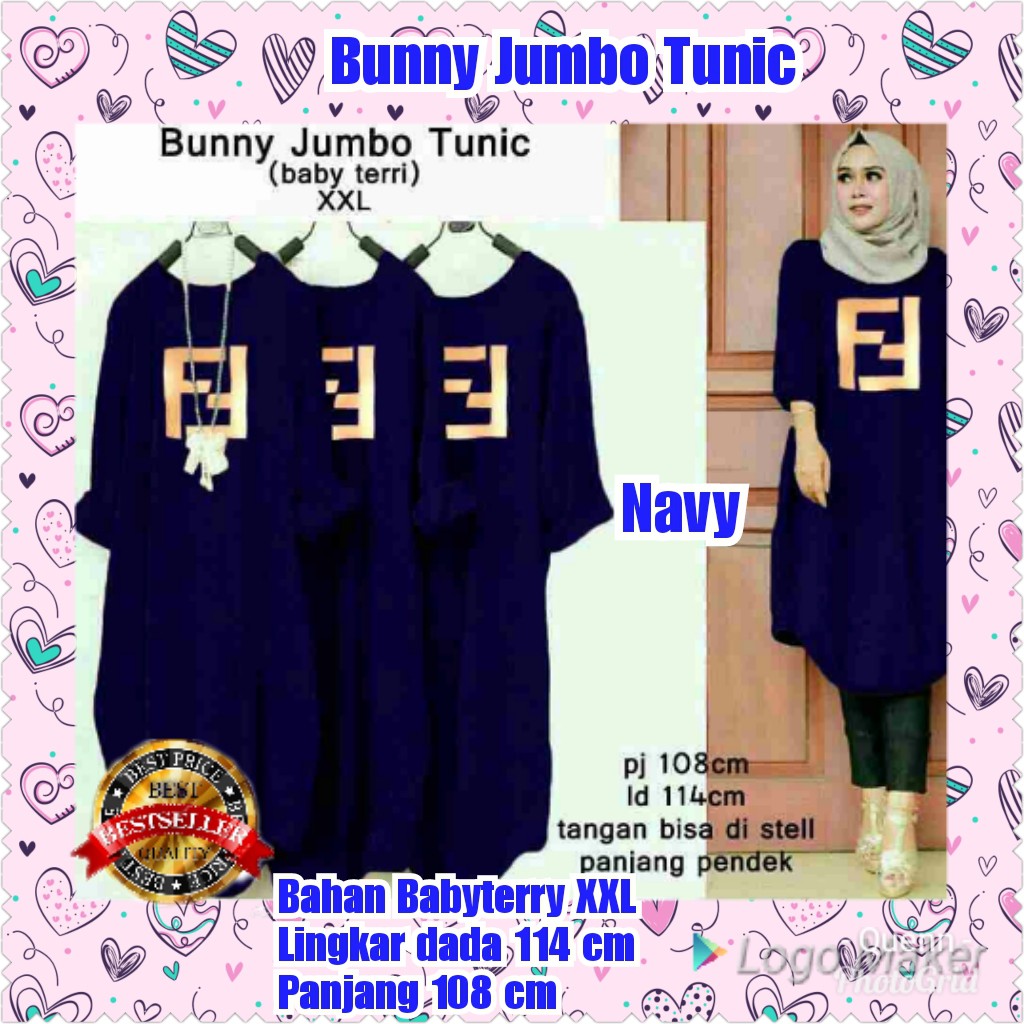 TERMURAH BLOUSE BUNNY JUMBO TUNIC  NAVY /MAROON/BLACK/TERBARU/TERPOPULER/TERLARIS/KONDANGAN/TERMURAH