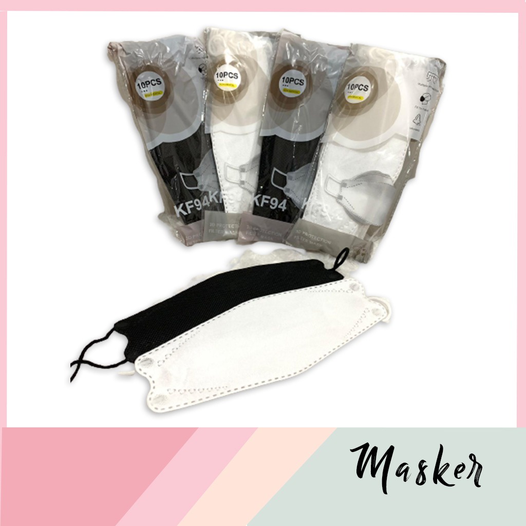 Masker KF 94  KF94 hitam putih face mask 4 - ply korea bukan KN95 bukan One Care , Alkindo