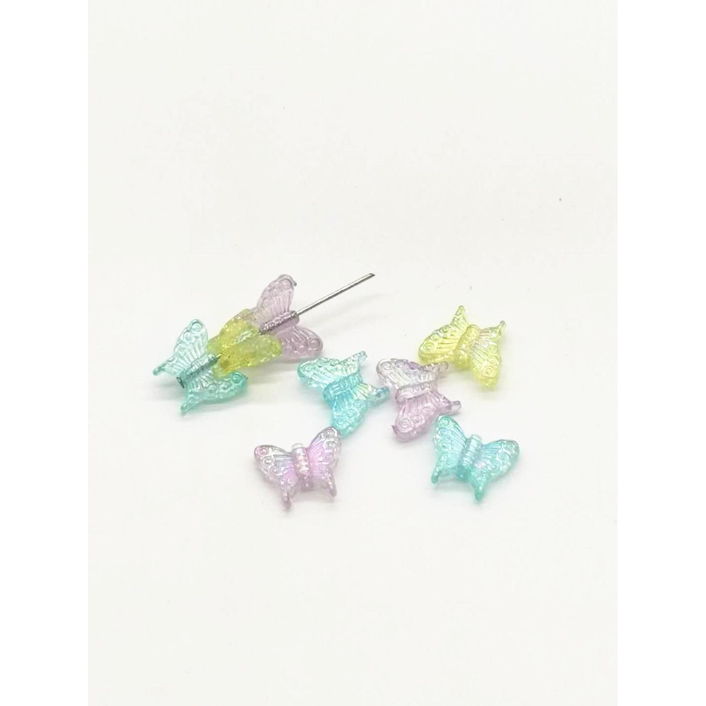 30pcs Color AB Charms Butterfly Shape Manik-Manik Akrilik Manik-Manik Spacer Longgar Untuk Membuat Perhiasan DIY Handmade Gelang