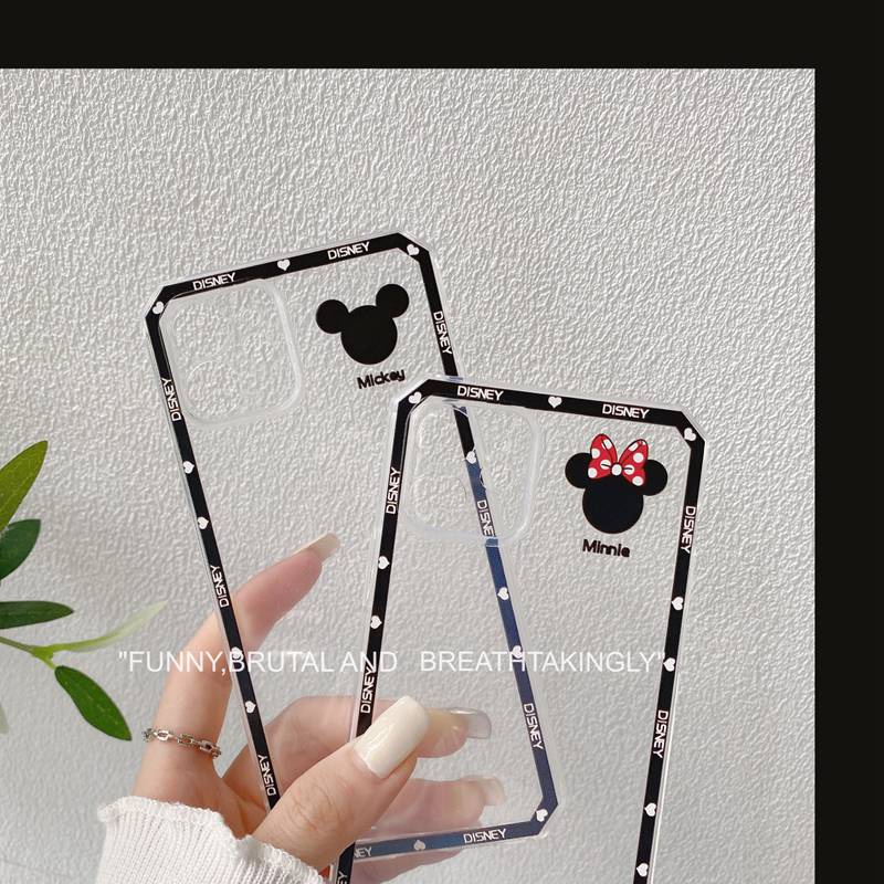 Cube Black Mickey &amp; Minnie Soft Case OPPO A31 A9 A5 A53 A33 2020 A3S Realme C1 F9 Pro F11 A52 A92 A54 A93 A74 A15 A15S Reno 5 6 4F 5F Clear Casing VIVO Y11 Y12 Y12i Y15 Y17 Y20 Y12S Y50 Y30 S1 V20 SE V21 Y19