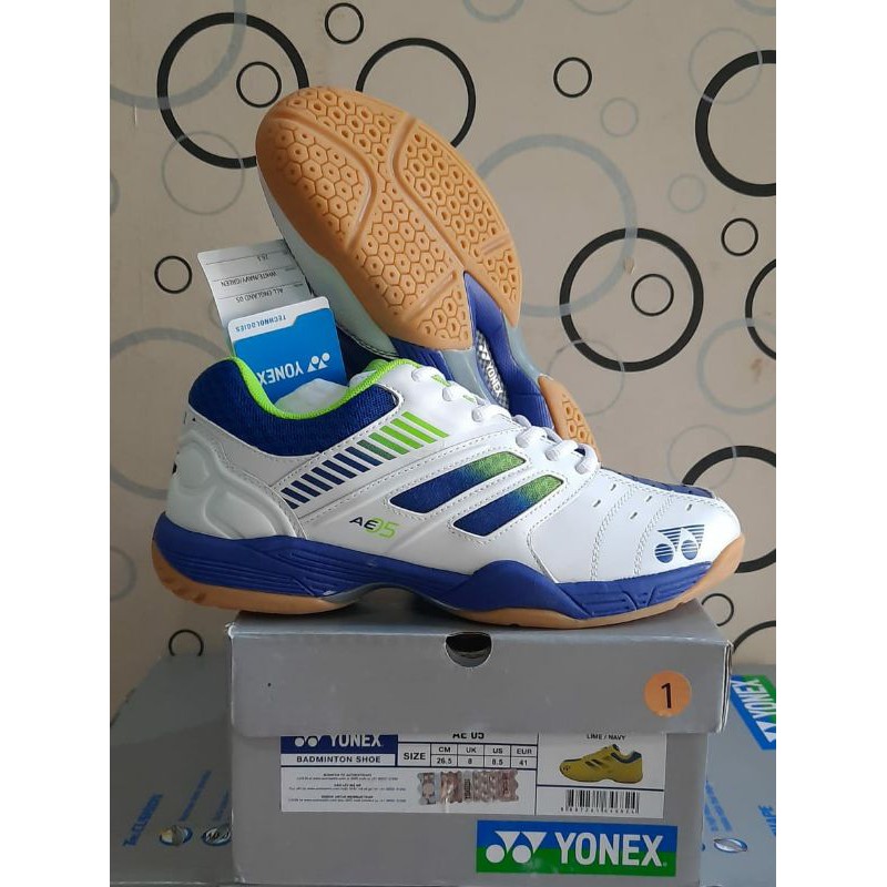 SEPATU BADMINTON YONEX ALL ENGLAND 05 - TRUCUSHION - WHITE/NAVY/GREEN - ORIGINAL