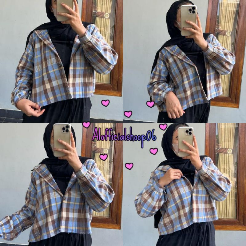 CROP TOP FLANEL / KEMEJA FLANEL WANITA / KEMEJA CROP / KEMEJA WANITA TERBARU-Al 28