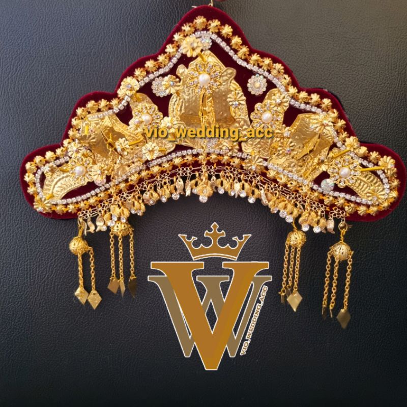 Mahkota pengatin palembang paksangko kualitas1 rumbai rapat