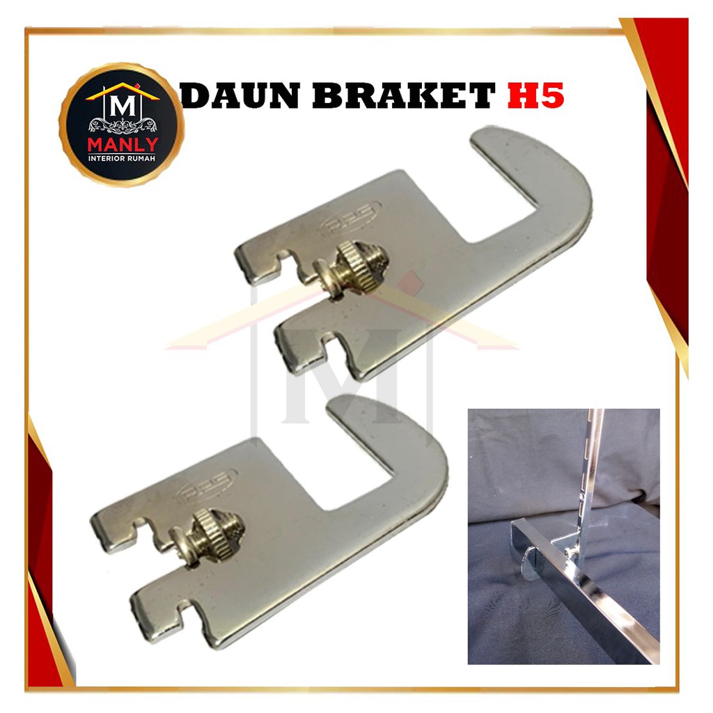 Bracket Pipa Kotak 5 cm Stainless Steel Daun Braket H5