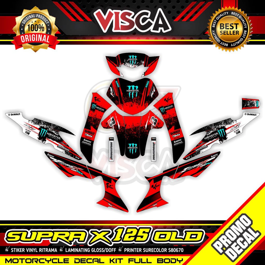 COD / BAYAR DITEMPAT Decal Supra X 125 Old Striping Supra x 125 Lama Stiker Motor Honda Supra x OLd 