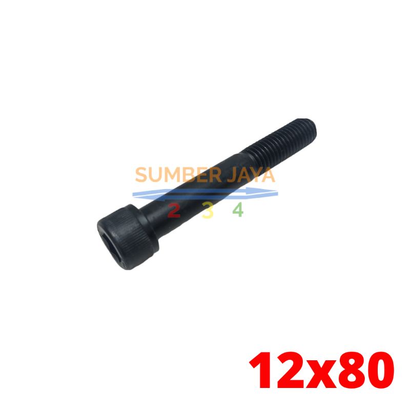 Baut L M12 12 x 80 mm hitam TERMURAH