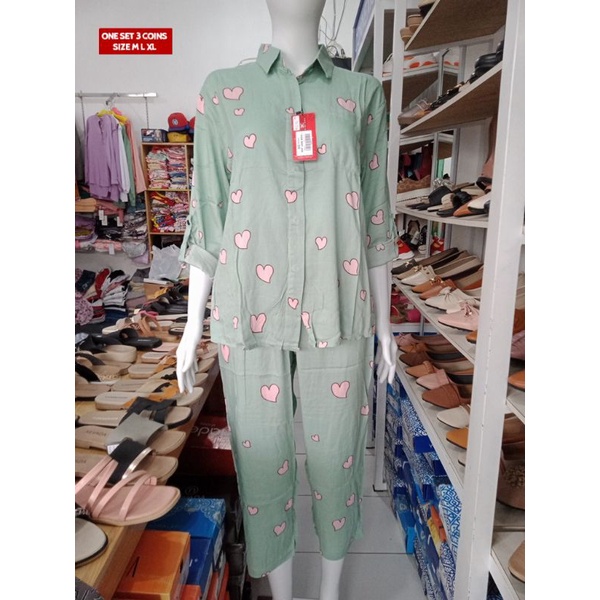 SETELAN WANITA / BAJU TIDUR WANITA THREE COINS BRANDED MATAHARI MURAH STTC027