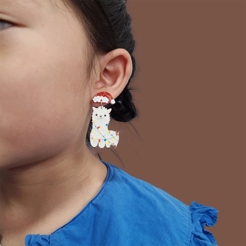 Anting Desain Alpaca / Pohon Natal / Dinosaurus / Kaktus Untuk Wanita