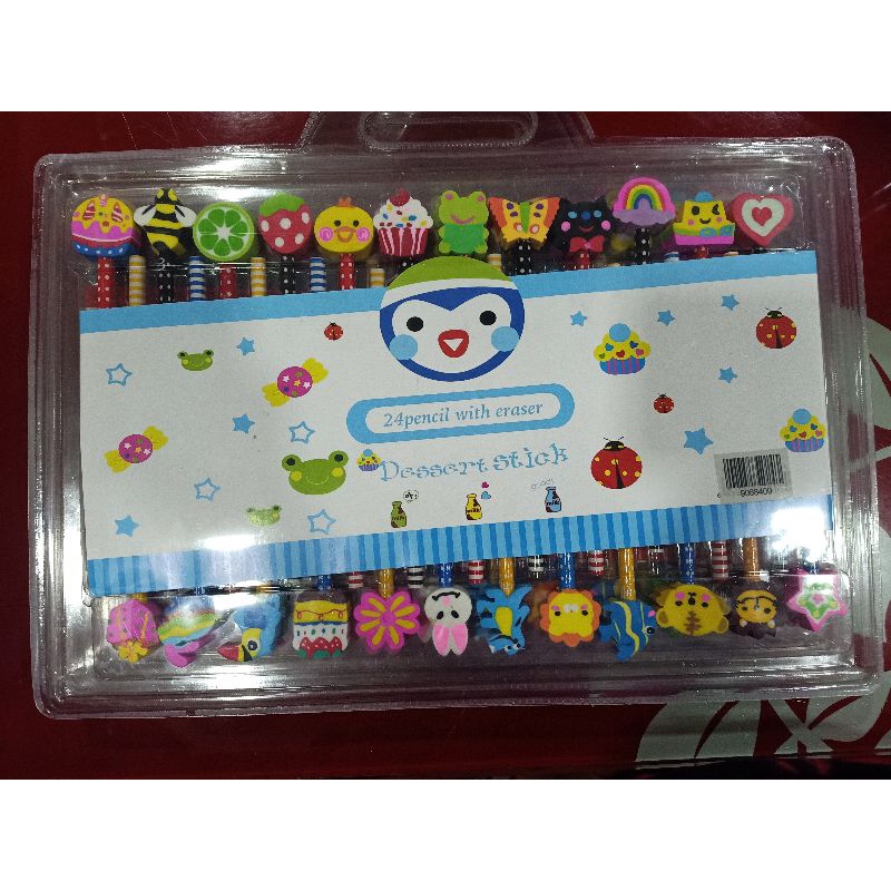 

Pensil + Penghapus Karakter Lucu Perset isi 24 pcs