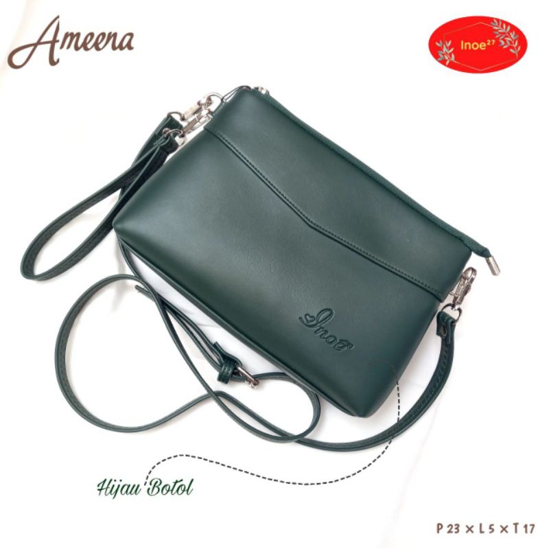 READY TAS AMEENA BAHAN KULIT SINTETIS SNOW  BY INOE || SLINGBAG WANITA