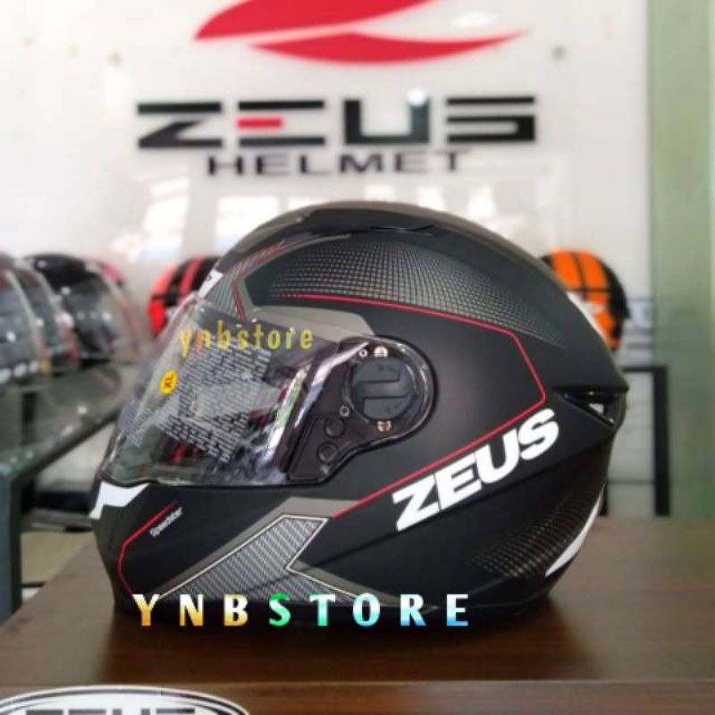 Helm Zeus ZS811 Speedster Al6 Matt Black White Doff dop matte fullface zs-811 Ongkir Murah 2kg