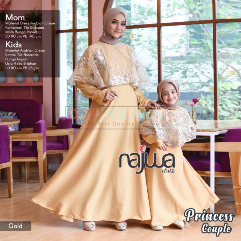 RHS ~ princess dress gamis tile brukat couple ibu dan anak jumbo bahan crepe ori solo by najwa