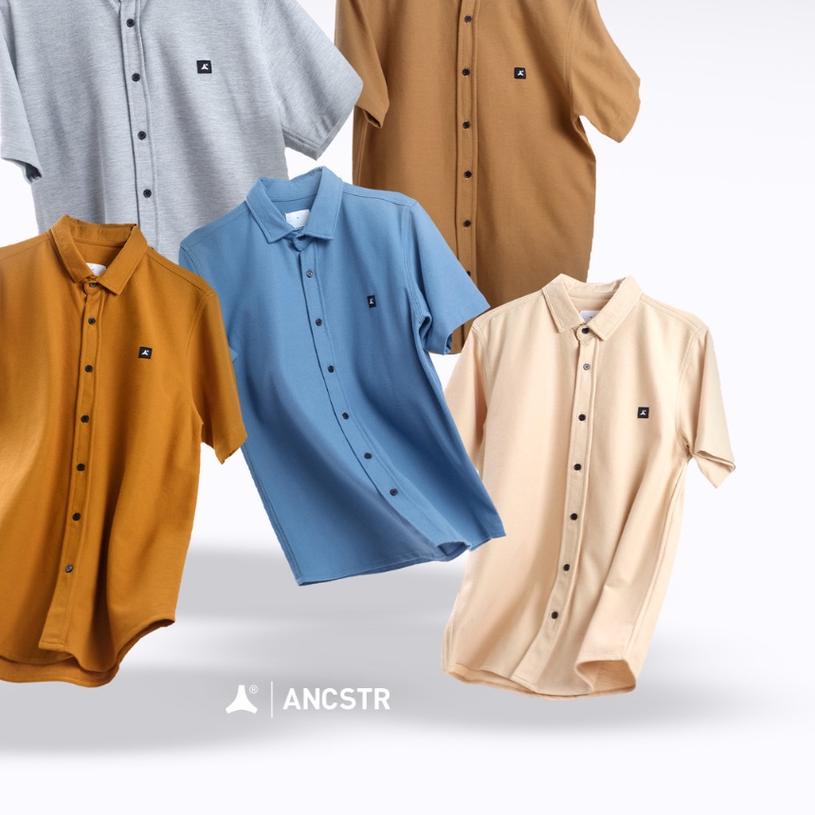 ANCSTR Kemeja Polos - Pique Pendek