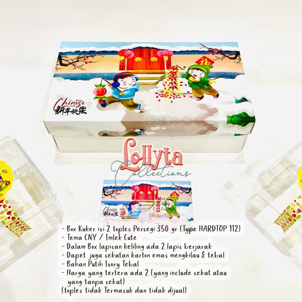 

Box Kuker CNY / IMLEK sekat isi 2 toples segiempat 350gr