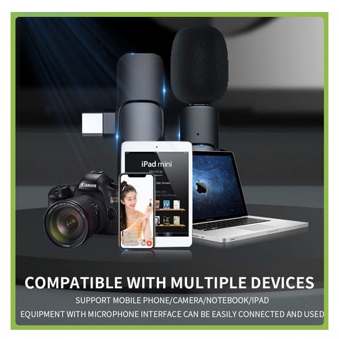 Mic Wireless HP Vlog Youtuber Portable Mic for Iphone and Android