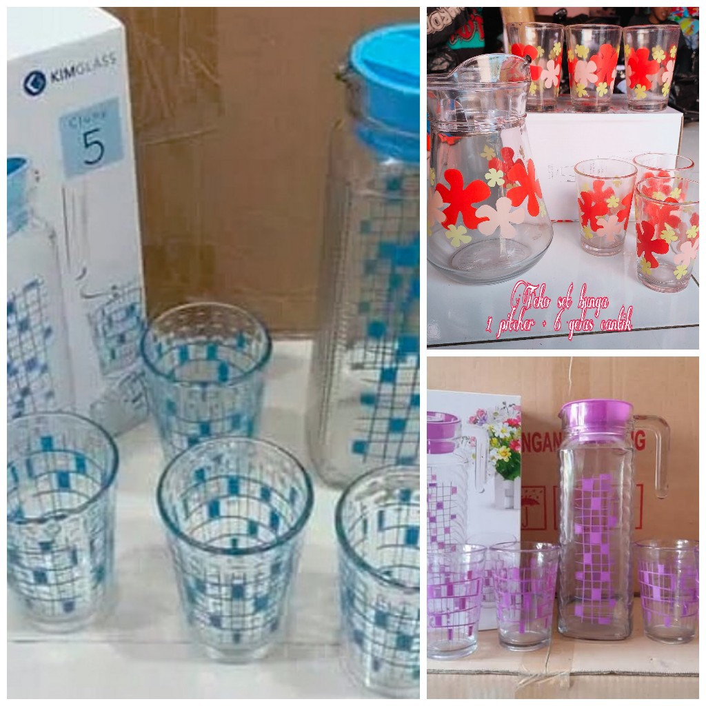 Teko set gelas Kim glass khusus gosend
